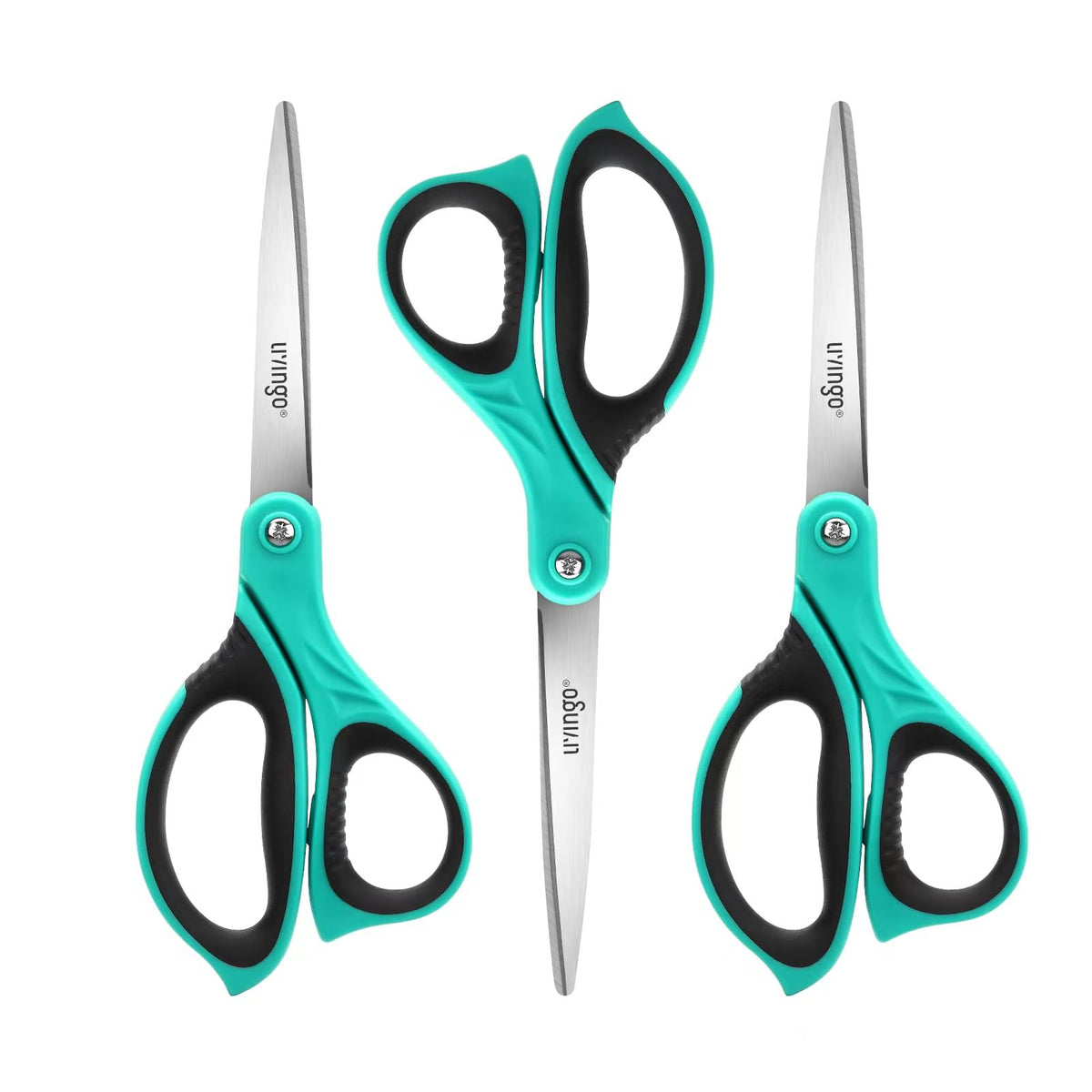 LIVINGO 3 Pack 8.5" Sharp Scissors All Purpose for Cutting Fabric Paper