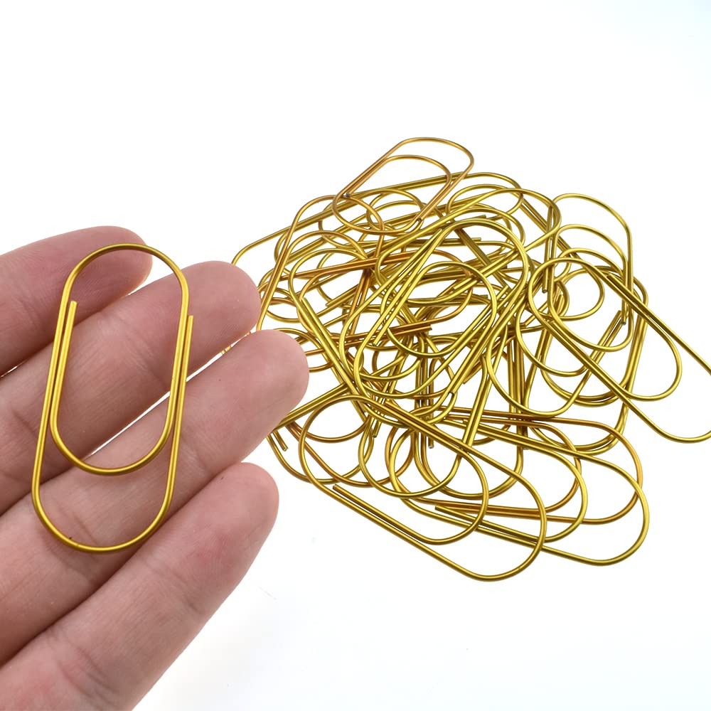 HAHIYO Paper Clips 2 inches (50mm) Length Gold Wide Paperclips Vinyl Coated Prevent Scratching Tearing The Pages Sturdy for Bookmark Organize Home Office School 30 Pack