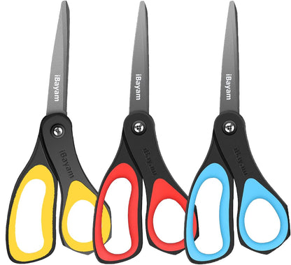 iBayam 8" Heavy Duty Scissors All Purpose for Office School Crafts Sewing