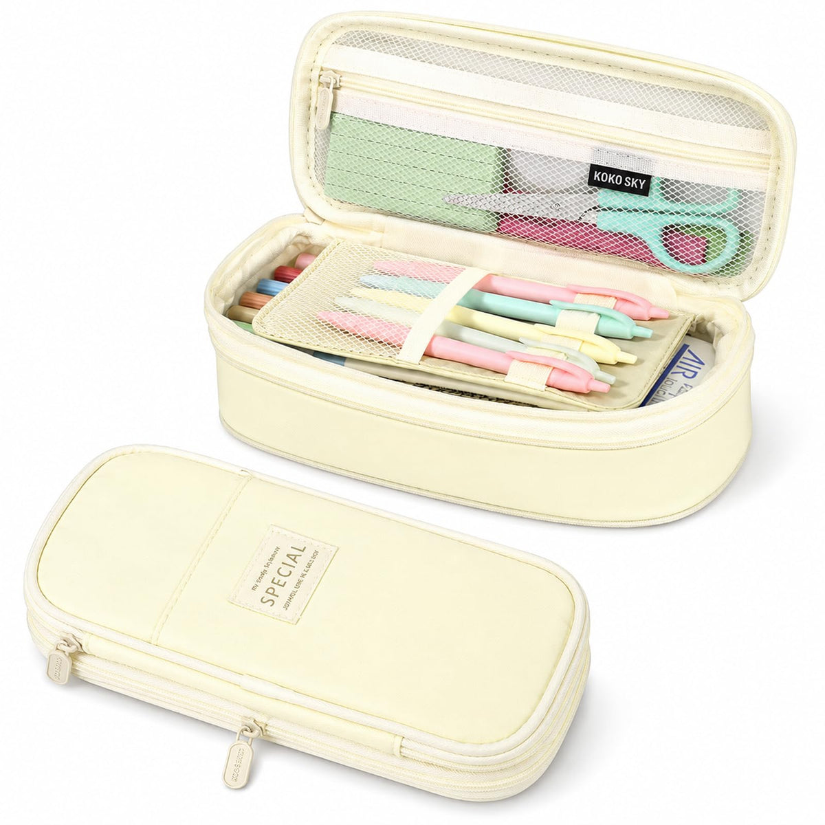PUPTILY Pencil Case, Large Capacity Aesthetic Pencil Cases with Durable Zipper, Big Stationery Pencil Pouch for Women & Men, Adults Portable Storage Organizer Bag for College, Office, Travel (Green)