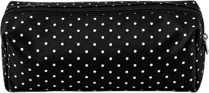 Cute Polka Dot Pencil Case Aesthetic Pencils Pouch, Black 1Pcs - Y2K Pencil Case Polka Dot, Slim Soft Canvas Pencil Pouch for High School College Student Stationery Supplies & Makeup Bag