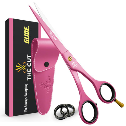 The Cut Factory® Hair Scissors & Hair Cutting Scissors - 6.5” Matte Black Professional Barber Shears with Micro-Serrated Blade, Gift Box & Leather Pouch