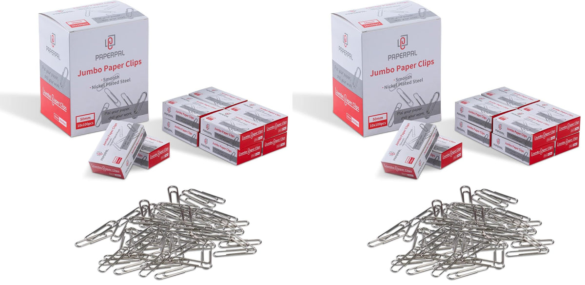 PAPERPAL Paperclips for Office School & Personal Use, #1 Smooth Paper Clip (1-2/7"), 600 Medium Paper Clips (6 Boxes of 100 Each), Silver