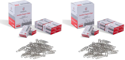 PAPERPAL Paperclips for Office School & Personal Use, #1 Nonskid Paper Clip (1-2/7"), 2000 Medium Paper Clips (20 Boxes of 100 Each), Silver