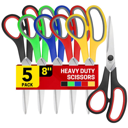 BURVAGY 12 Pack 8" Scissors All Purpose, Heavy Duty Scissors for Office