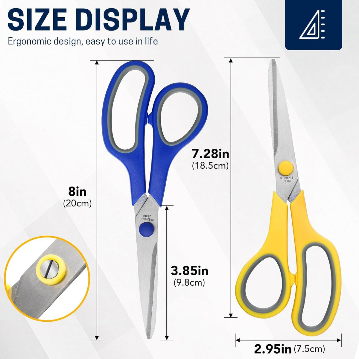 BURVAGY 12 Pack 8" Scissors All Purpose, Heavy Duty Scissors for Office