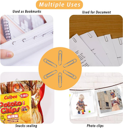 220pcs Silver Paper Clips, Medium and Jumbo Size (1.3 inch & 2 inch) Office Paperclips - with Storage Box in Each Size for Easy Storage