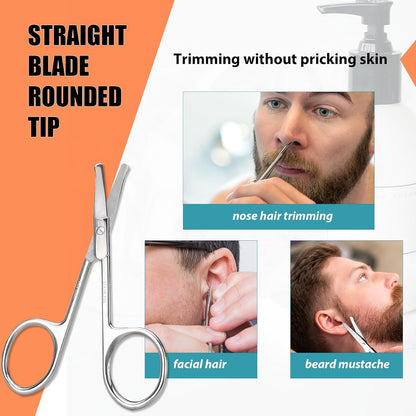 LePinko Facial Hair Small Grooming Scissors For Men Women, 2PCS Silver