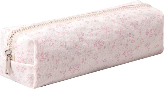 Cute Pencil Case Aesthetic Student Pencil Pouch Coin Pen Pouch Cosmetic Bag Office Stationery Organizer For Kids Teen School (Z-Pink flower)