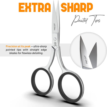 The Cut Factory® Precision Facial Hair Scissor Premium Stainless Steel Grooming Tool for Eyebrows, Mustache & Beard One Tool, All Power – No Fillers, (1x scissors only)