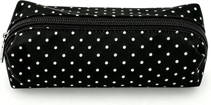 Pencil Case Aesthetic Pencil Pouch for Women Pencil Case Small, Y2K Large Capacity Pencils Case for Women, Pencil Pouch Aesthetic (Black polka dots)