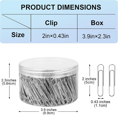 280 Pcs Large Paper Clips, 2 Inch Jumbo Paper Clips, Silver Paperclips, Stainless Steel Large Paperclips Office for Teacher Supplies School Supplies