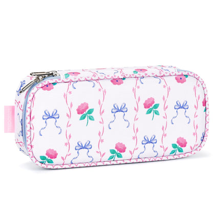 mibasies Girls Pencil Case for Kids, Multi-Slot Pencil Pouch, Pink Blue Rainbow