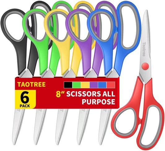 Scissors Bulk Set of 6-Pack, Taotree 8"Scissors All Purpose Heavy Duty