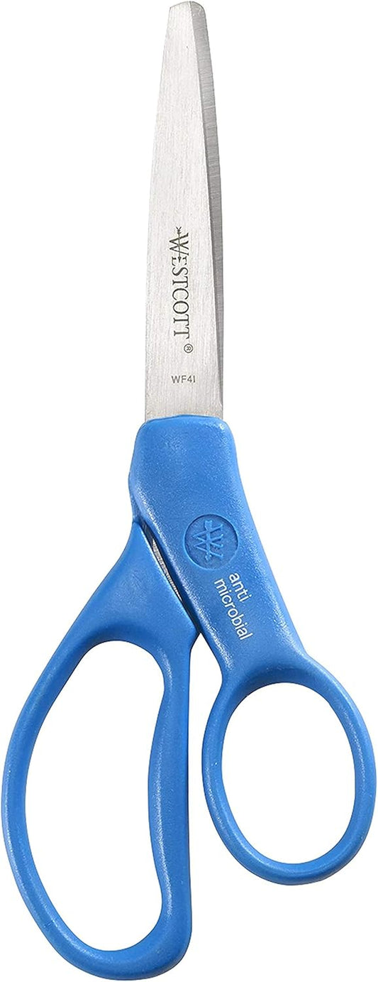 Westcott GEM Crystal-Design Scissors for Kids Ages 12+ - Back to School Essentials and Classroom Supplies - 7-Inch Pointed Student Scissors - for Right- or Left-Handed Use - Assorted Colors - 1 Pack