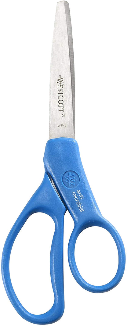 Westcott School Scissors for Kids Ages 12 and Up - Back to School Essentials and Classroom Supplies - 7-Inch Pointed Student Scissors - for Right- or Left-Handed Use - Red/Gray - 2 Pack