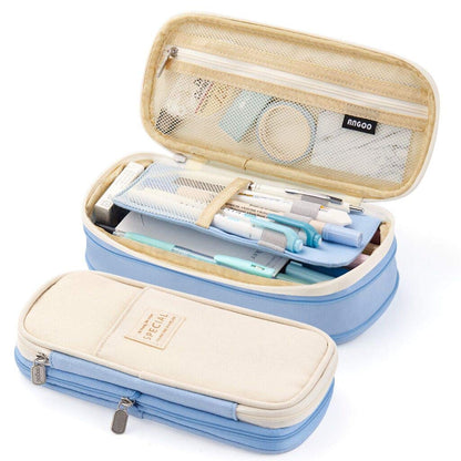EASTHILL Big Capacity Pencil Pen Case Office College School Large Storage High Capacity Bag Pouch Holder Box Organizer Blue (Cyan)