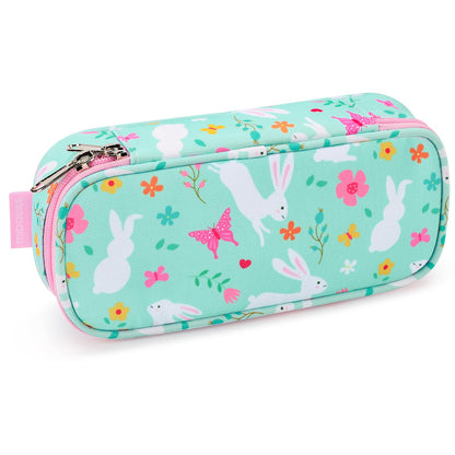 mibasies Girls Pencil Case for Kids, Multi-Slot Pencil Pouch, Pink Blue Rainbow