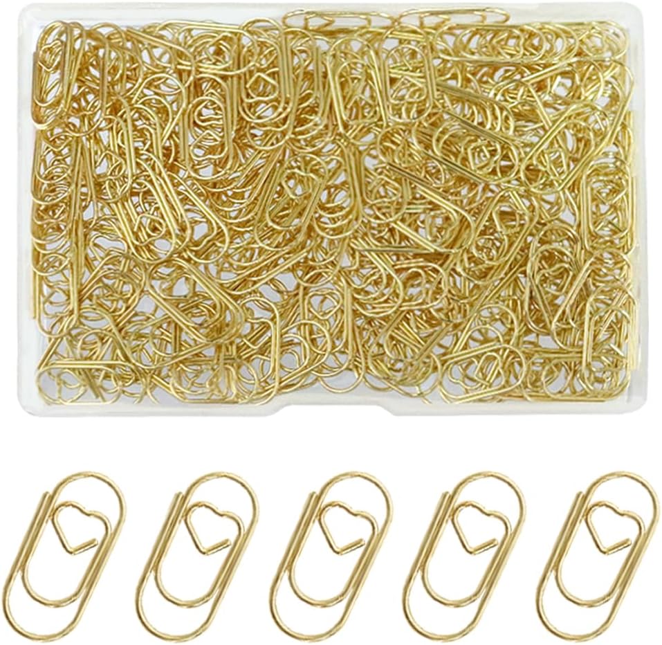 200 Pcs Small Heart Paper Clips Paperclips, 0.78 inch Cute Mini Paperclips