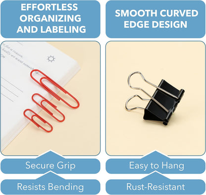 Mr. Pen- Paper Clips and Binder Clips Set, 440 pcs