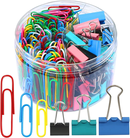 Paper Clips Binder Clips, 340 Assorted Size Paper Clip and Binder Clip Set