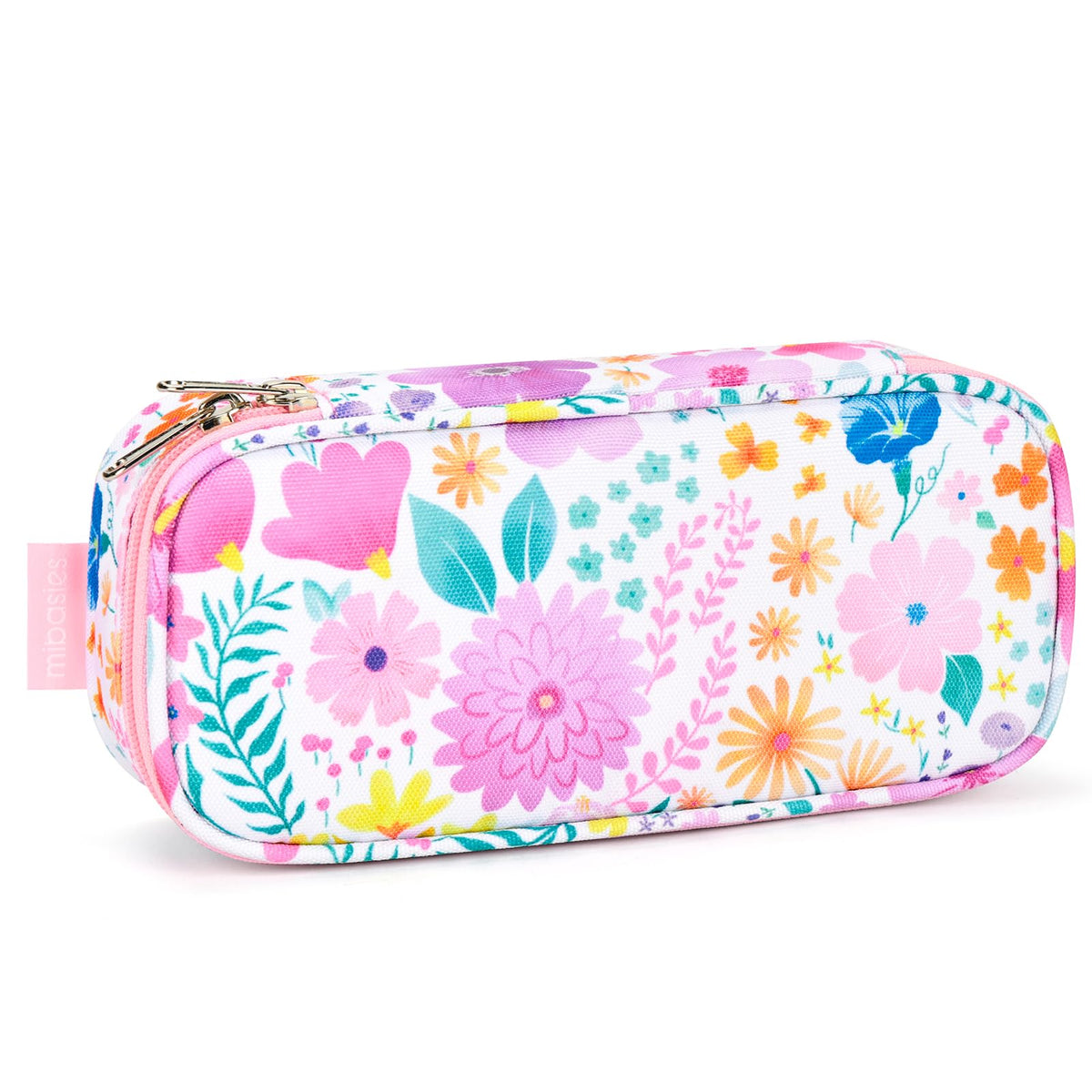 mibasies Girls Pencil Case for Kids, Multi-Slot Pencil Pouch, Pink Blue Rainbow