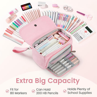 Sooez Super Large Pencil Case, Big Capacity Pencil Bag with 3 Compartments