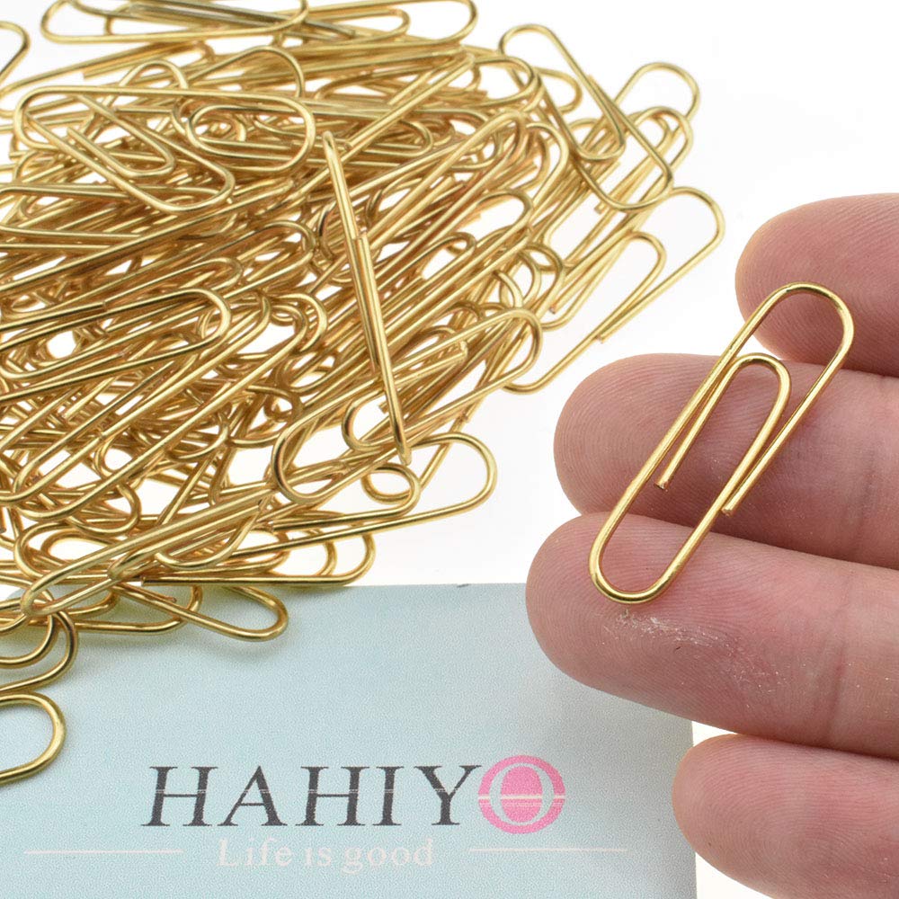 HAHIYO Paper Clips 2 inches (50mm) Length Gold Wide Paperclips Vinyl Coated Prevent Scratching Tearing The Pages Sturdy for Bookmark Organize Home Office School 30 Pack