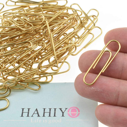 HAHIYO Paper Clips 2 inches (50mm) Length Gold Wide Paperclips Vinyl Coated Prevent Scratching Tearing The Pages Sturdy for Bookmark Organize Home Office School 30 Pack