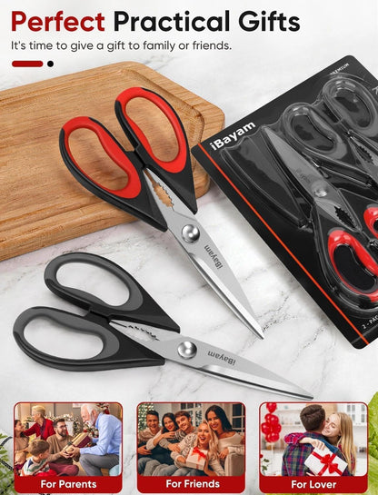 iBayam Kitchen Scissors Shears All Purpose Heavy Duty, Protective Sheath