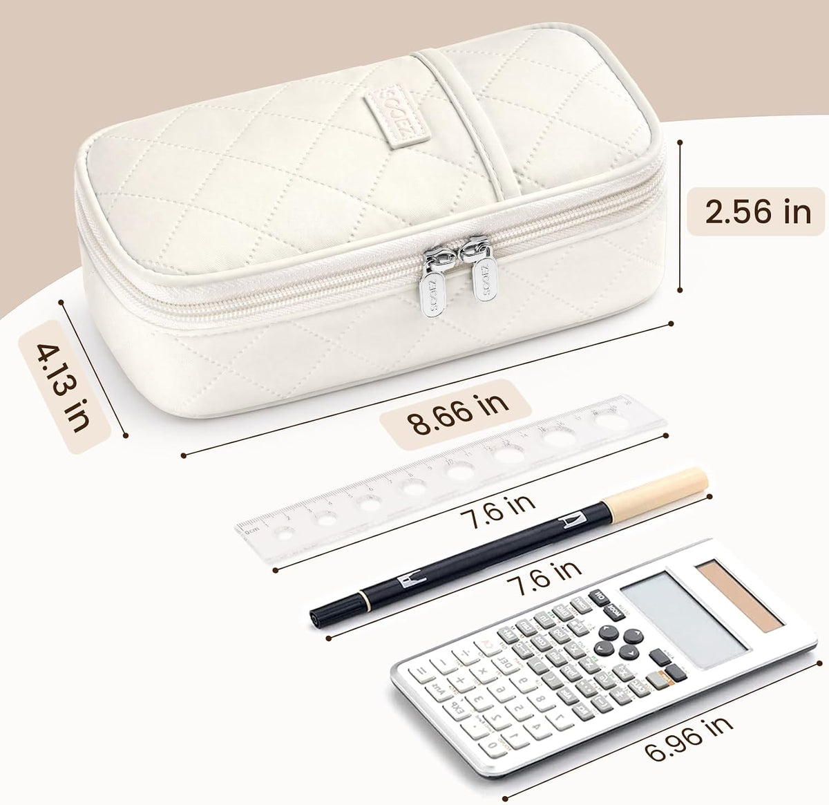 Sooez Cute Pencil Case, Soft Quilted Pencil Pouch, Large Pen Pencil Bag