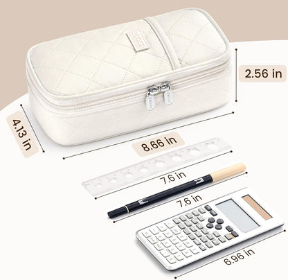 Sooez Cute Pencil Case, Soft Quilted Pencil Pouch, Large Pen Pencil Bag
