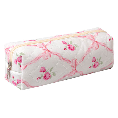 Pencil Case Office College School Storage Bag Pouch Holder Box Organizer Makeup Pouch Cosmetic Bag Aesthetic Cute Pen Case for Girls Boys Kids (Pink floral prints)