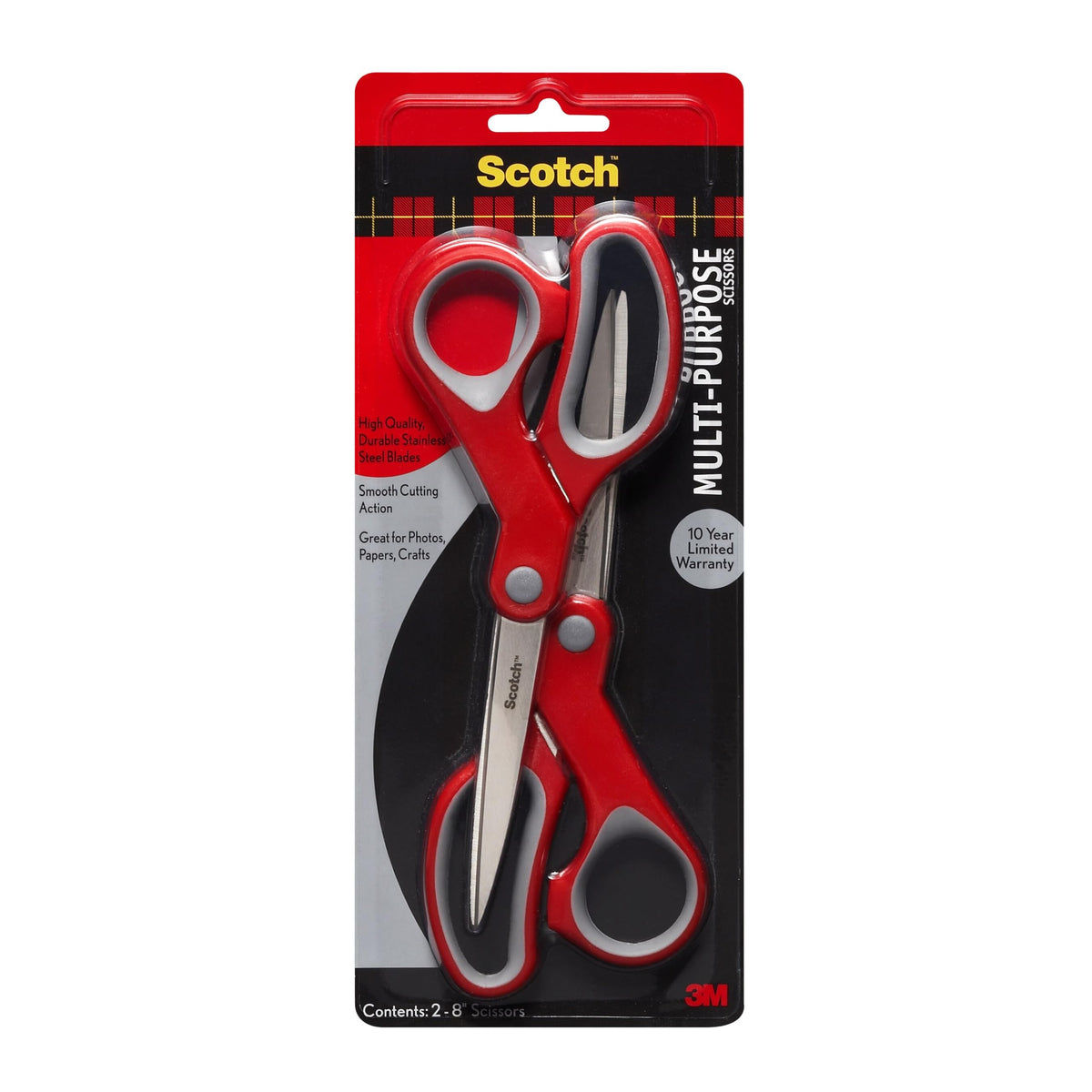 Scotch Multi-Purpose Stainless Steel All-Purpose 2 Pairs of Scissors, 8"