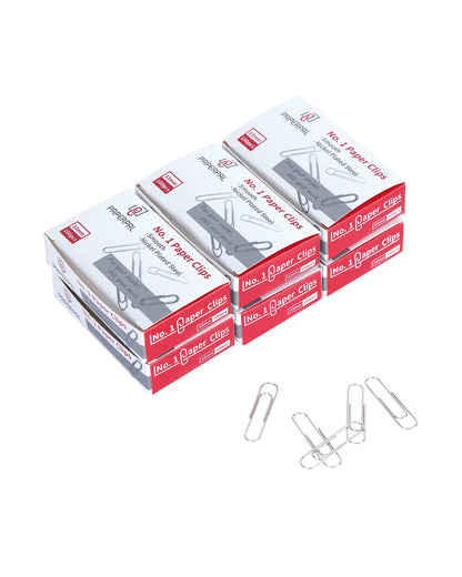 PAPERPAL Paperclips for Office School & Personal Use, #1 Smooth Paper Clip (1-2/7"), 600 Medium Paper Clips (6 Boxes of 100 Each), Silver