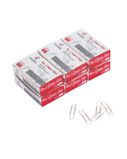 PAPERPAL Paperclips for Office School & Personal Use, #1 Smooth Paper Clip (1-2/7"), 600 Medium Paper Clips (6 Boxes of 100 Each), Silver