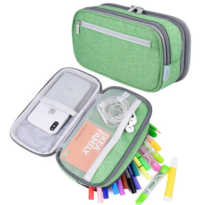 Chelory Big Pencil Case Large Capacity Pencil Bag Pouch 3 Multi Comparments High Storage Pen Holder Marker Holder Portable Office Stationery Organizer Supplies Makeup Cosmetic Bag Men Women (Black)