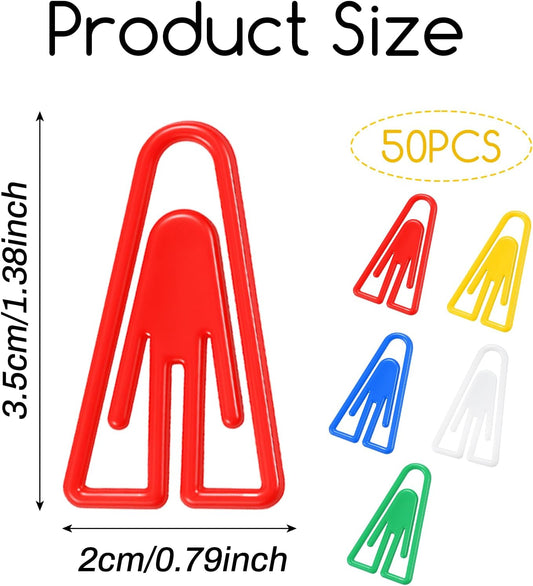 50Pcs Plastic Paper Clips Long Mixed Color Triangle Clips Bookmarks Smooth Colored Paperclip Clamp Assorted Colors Paper Clip for Scrapbooking Planners Notebook Documents Craft Office Home Supplies