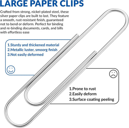 Jumbo Paper Clips, 2 Inch Paper Clip, 200 pcs Large Paperclips