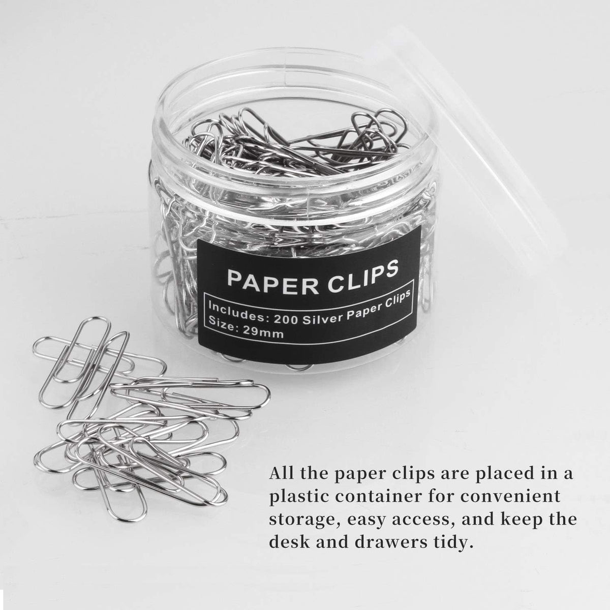 Paper Clips, 200 Pack, Paperclips, Paper Clip, Suitable for Office, School, and Daily use, Also Used for Daily DIY, Clip(Silver)