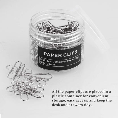 Paper Clips, 200 Pack, Paperclips, Paper Clip, Suitable for Office, School, and Daily use, Also Used for Daily DIY, Clip(Silver)