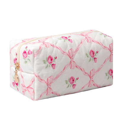 Pencil Case Office College School Storage Bag Pouch Holder Box Organizer Makeup Pouch Cosmetic Bag Aesthetic Cute Pen Case for Girls Boys Kids (Pink floral prints)