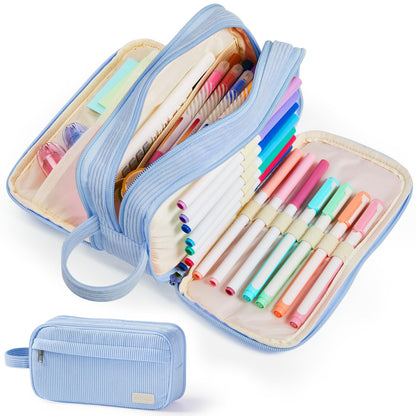 Sooez High Capacity Pencil Case, Soft Corduroy Pencil Pouch