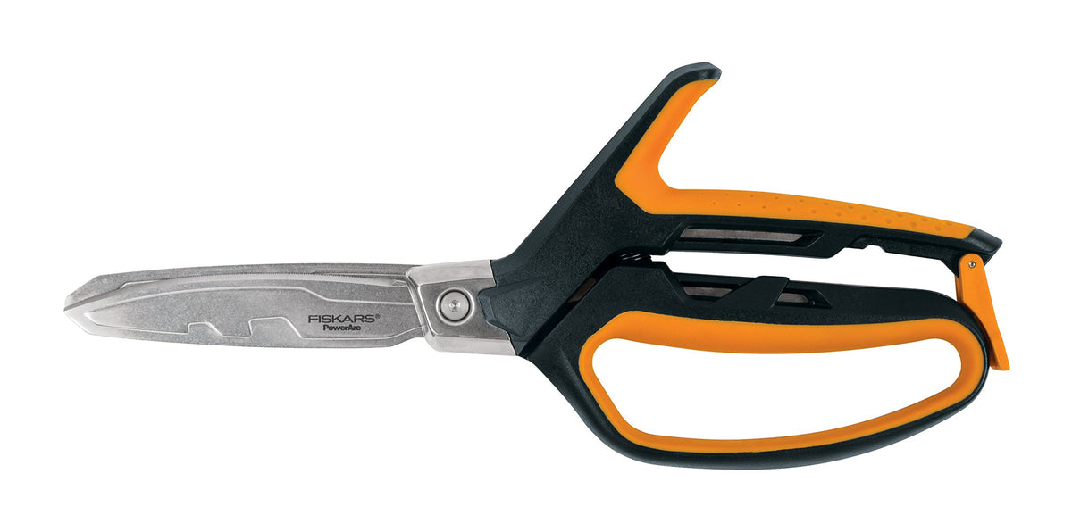 Fiskars Pro 8" PowerArc Shop Shears, Heavy Duty Serrated Utility Scissors