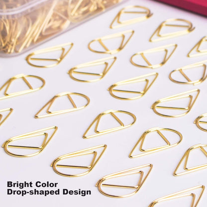VENCINK 300 Pcs Gold Paper Clips Teardrop Cute Paperclips