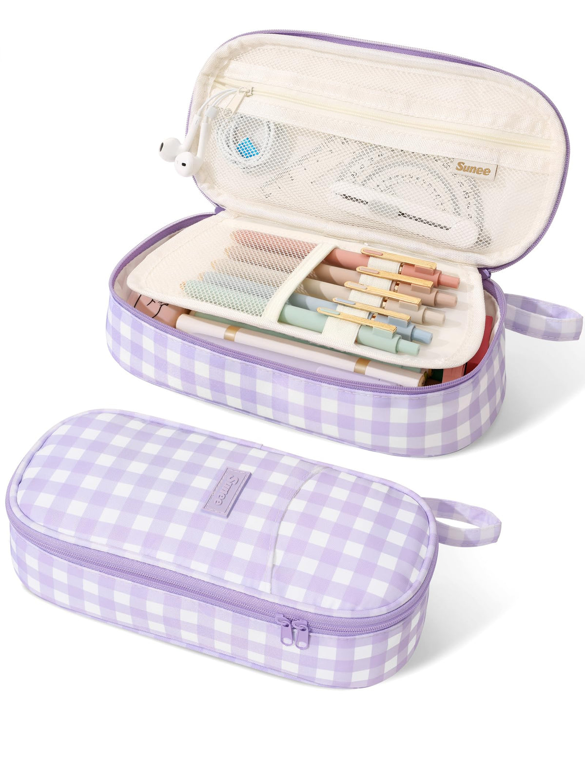 SUNEE Cute Pencil Case, Large Pencil Pouch, Aesthetic Big Pencil Bag with Zipper, Kawaii Stationery Storage and Organizer, School Supplies for Teen and Adult, Boys&Girls, Soft Corduroy Warm Beige