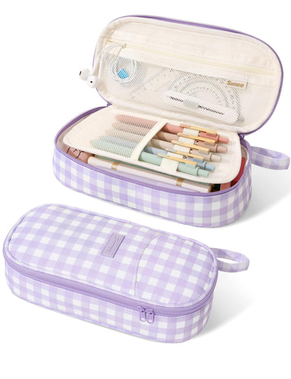 SUNEE Cute Pencil Case, Large Pencil Pouch, Aesthetic Big Pencil Bag with Zipper, Kawaii Stationery Storage and Organizer, School Supplies for Teen and Adult, Boys&Girls, Soft Corduroy Warm Beige