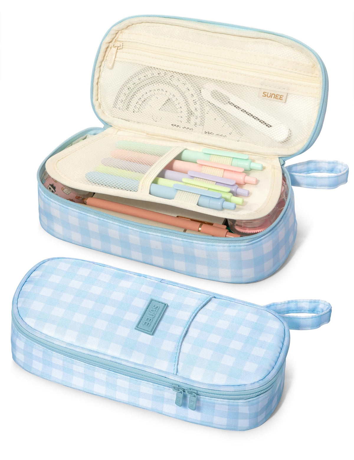SUNEE Cute Pencil Case, Large Pencil Pouch, Aesthetic Big Pencil Bag with Zipper, Kawaii Stationery Storage and Organizer, School Supplies for Teen and Adult, Boys&Girls, Soft Corduroy Warm Beige