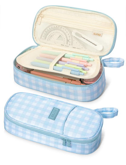 SUNEE Cute Pencil Case, Large Pencil Pouch, Aesthetic Big Pencil Bag with Zipper, Kawaii Stationery Storage and Organizer, School Supplies for Teen and Adult, Boys&Girls, Soft Corduroy Warm Beige