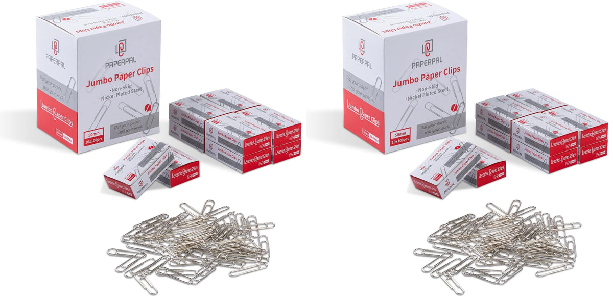 PAPERPAL Paperclips for Office School & Personal Use, #1 Smooth Paper Clip (1-2/7"), 600 Medium Paper Clips (6 Boxes of 100 Each), Silver